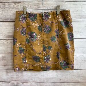 FREE PEOPLE BROWN FLORAL MINI SKIRT
